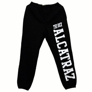 Black Sweat Pants with "THE ROCK ALCATRAZ" printed down the left pant leg