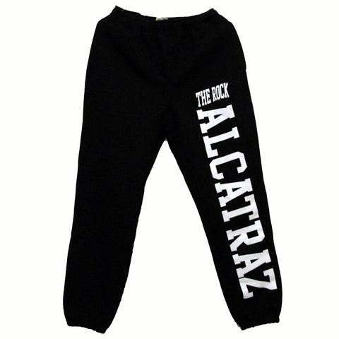 Black Sweat Pants with "THE ALCATRAZ" printed down the left pant leg