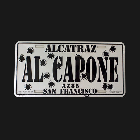 AL CAPONE license plate with faux bullet holes