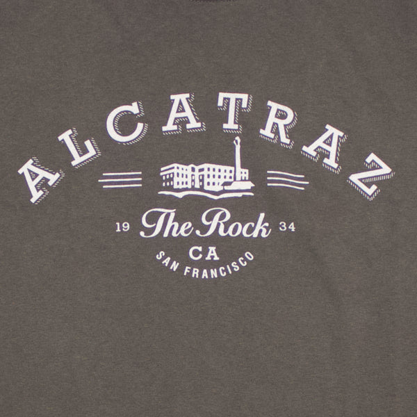 Close up of the "Alcatraz The Rock CA San Francisco" logo