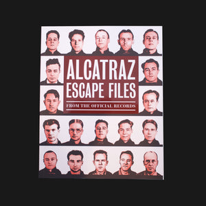 Front cover of the book titled "Alcatraz Escape Files, From The Official Records" with pictures of former Alcatraz prisoner .