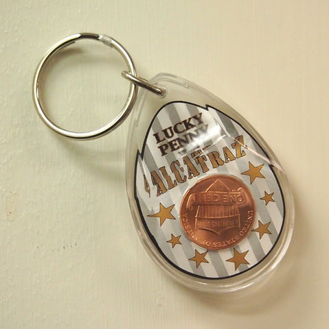 Tear Drop Shaped Plastic Keychain with Lucky Penny embedded inside