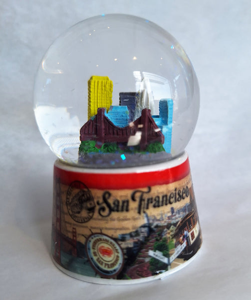 San Francisco-themed snow globe with miniature cityscape inside. 