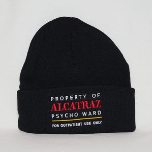 Black Alcatraz Beanie, Property of Alcatraz Psyco Ward, 