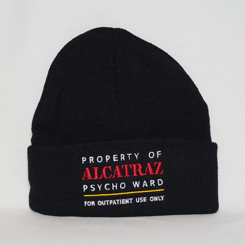 Black Alcatraz Beanie, Property of Alcatraz Psyco Ward, 
