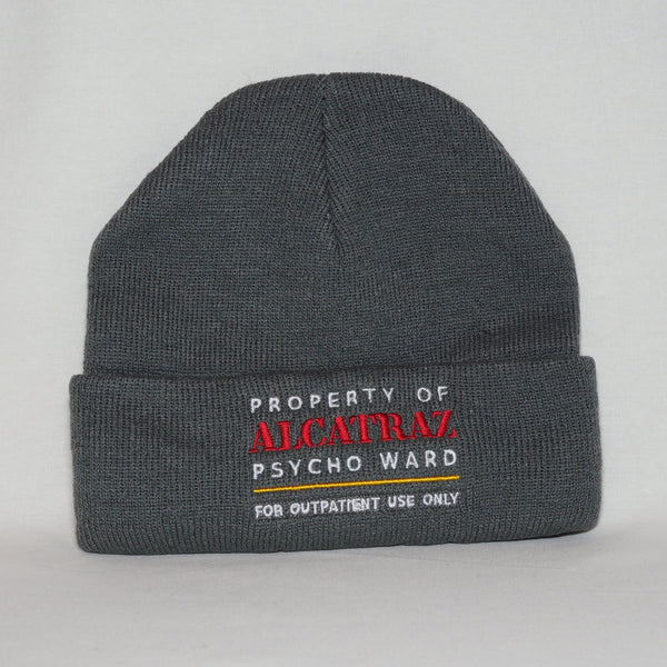 Grey Alcatraz Beanie, Property of Alcatraz Psycho Ward