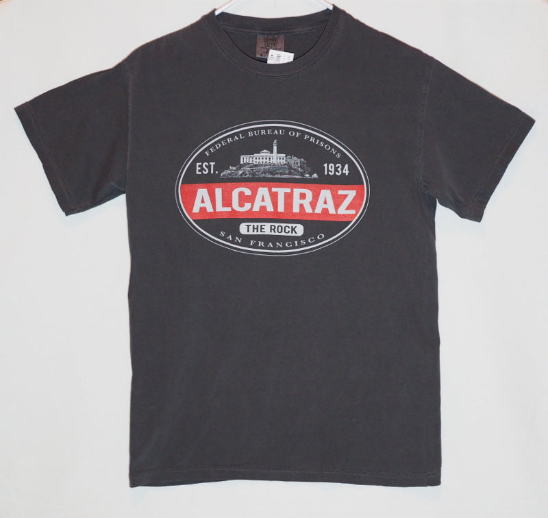 Cotton Tee with oval logo "Alcatraz The Rock" print on front chest