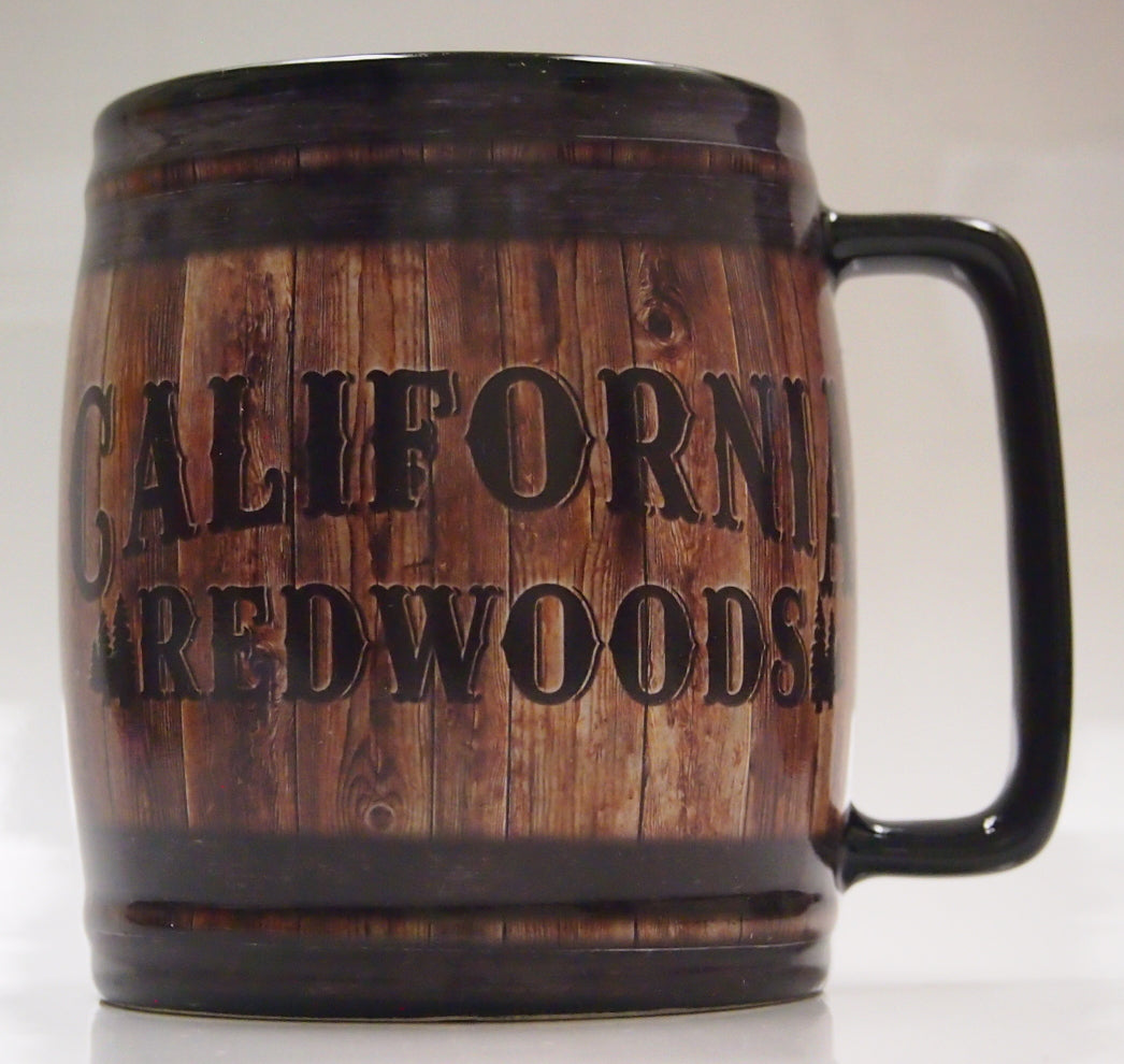 Barrel Shaped Mug. California Redwood.