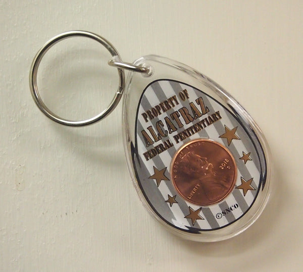 Tear Drop Shaped Plastic Keychain with Lucky Penny