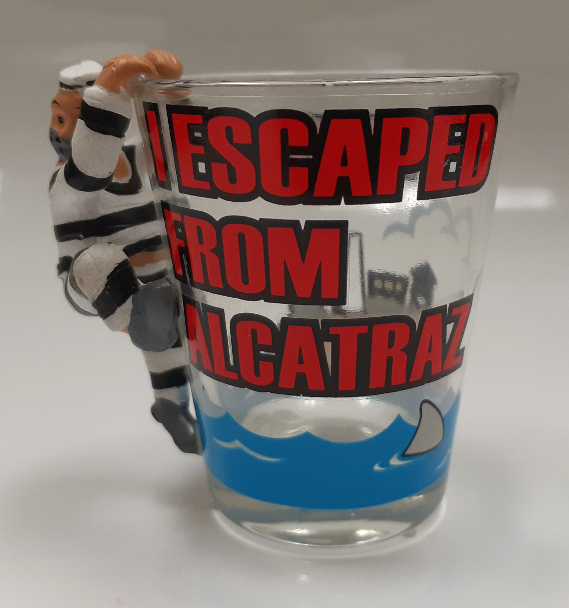 Shot Glass with escaping prisoner "I Escaped From Alcatraz"